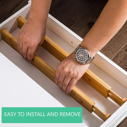 4 Pack Bamboo Adjustable Kitchen Drawer Dividers (Large, 44-55 cm).
