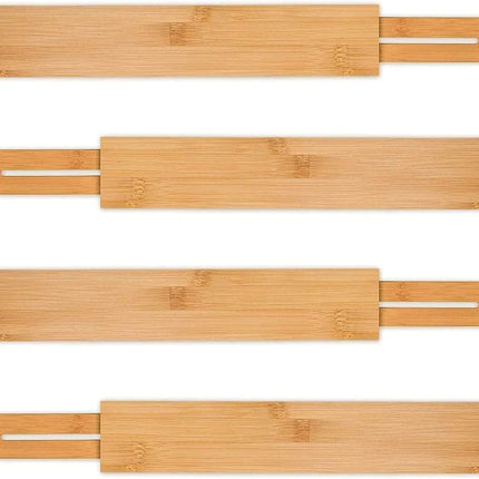 4 Pack Bamboo Adjustable Kitchen Drawer Dividers (Large, 44-55 cm).