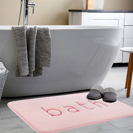Extra Thick Memory Foam & Super Comfort Bath Rug Mat for Bathroom (60 x 40 cm, Pink).