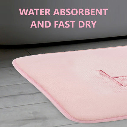 Extra Thick Memory Foam & Super Comfort Bath Rug Mat for Bathroom (60 x 40 cm, Pink).