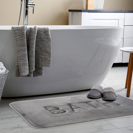 Extra Thick Memory Foam & Super Comfort Bath Rug Mat for Bathroom (60 x 40 cm, Grey).