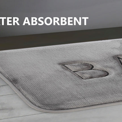 Extra Thick Memory Foam & Super Comfort Bath Rug Mat for Bathroom (60 x 40 cm, Grey).