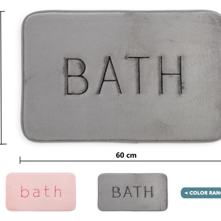 Extra Thick Memory Foam & Super Comfort Bath Rug Mat for Bathroom (60 x 40 cm, Grey).