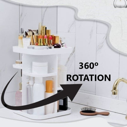 360 Rotating Large Capacity Makeup Organizer for Bedroom and Bathroom (White).