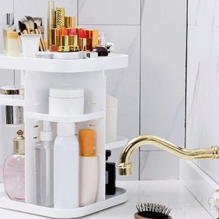 360 Rotating Large Capacity Makeup Organizer for Bedroom and Bathroom (White).