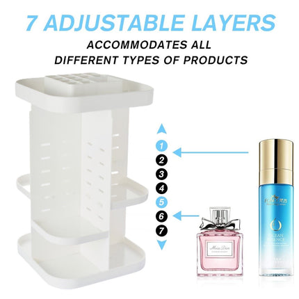 360 Rotating Large Capacity Makeup Organizer for Bedroom and Bathroom (White).