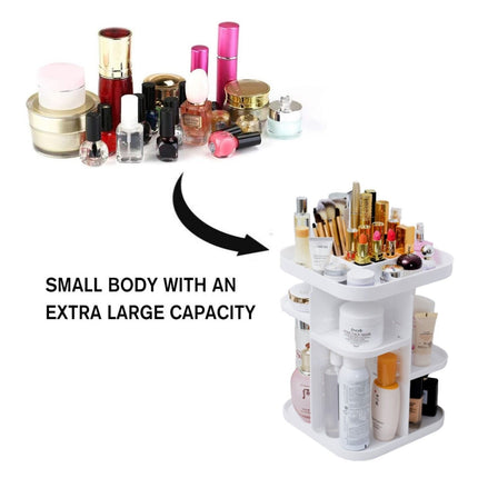 360 Rotating Large Capacity Makeup Organizer for Bedroom and Bathroom (White).