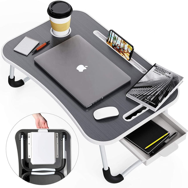 Laptop Bed Desk with Storage and foldable legs for Adults, Kids & Home Office.