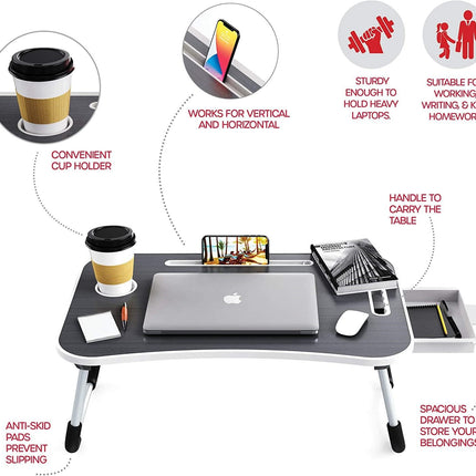 Laptop Bed Desk with Storage and foldable legs for Adults, Kids & Home Office.
