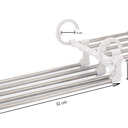 2 Pack Stainless Steel Adjustable 5 in 1 Pants Hangers Non-Slip Space Saving for Home Storage.