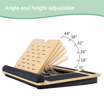 CARLA HOME Bamboo Laptop Lap Desk with Cushion and Angle Adjustable for Office and Home.