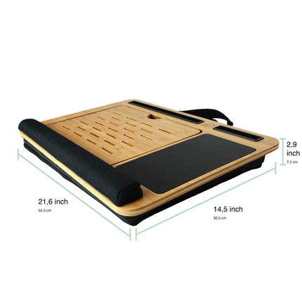 CARLA HOME Bamboo Laptop Lap Desk with Cushion, Angle Adjustable and Sleeve Case Bag for Office and Home.
