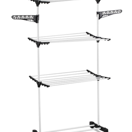 CARLA HOME Folding 3 Tier Clothes Laundry Drying Rack with Stainless Steel Tubes for Indoor & Outdoor Home.