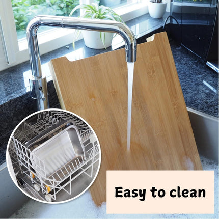 Chopping Board with with 2 Organiser Stainless Steel Trays Containers.