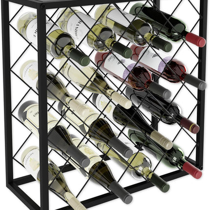 Freestanding Metal Wine Rack for 25 Bottles.