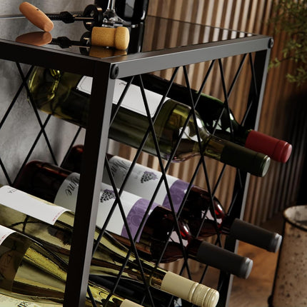 Freestanding Metal Wine Rack for 25 Bottles.