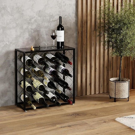 Freestanding Metal Wine Rack for 25 Bottles.