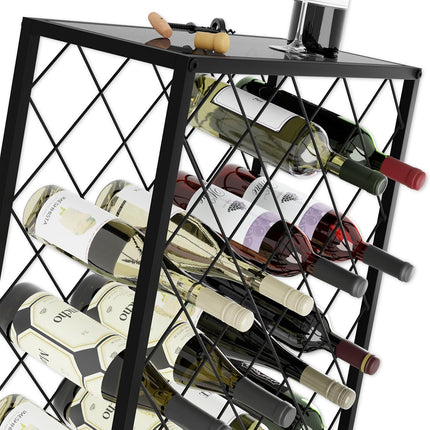 Freestanding Metal Wine Rack for 25 Bottles.