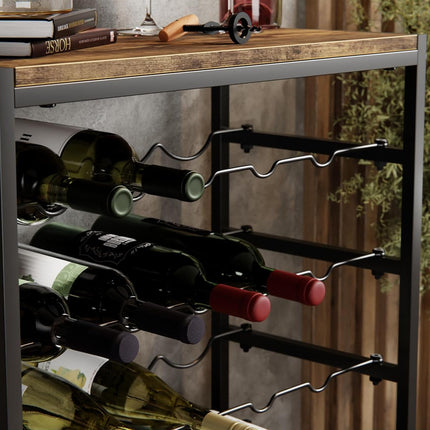 6-Tier Freestanding Wine Rack for 30 Bottles with Wood Countertop and Sturdy Metal Frame.