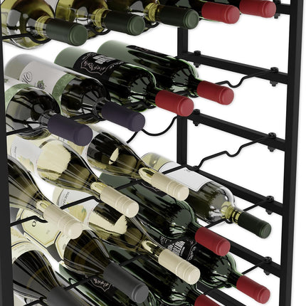 6-Tier Freestanding Wine Rack for 30 Bottles with Wood Countertop and Sturdy Metal Frame.