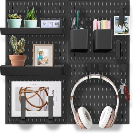 Pegboard Combination Kit with 4 Pegboards and 18 Accessories Modular Hanging for Wall Organiser.