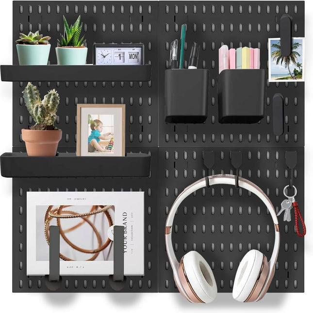 Pegboard Combination Kit with 4 Pegboards and 18 Accessories Modular Hanging for Wall Organiser.