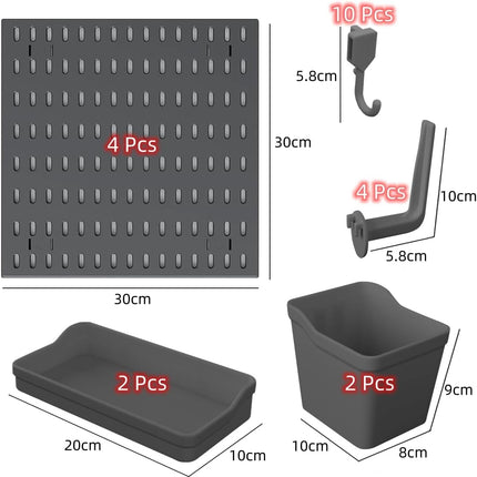 Pegboard Combination Kit with 4 Pegboards and 18 Accessories Modular Hanging for Wall Organiser.