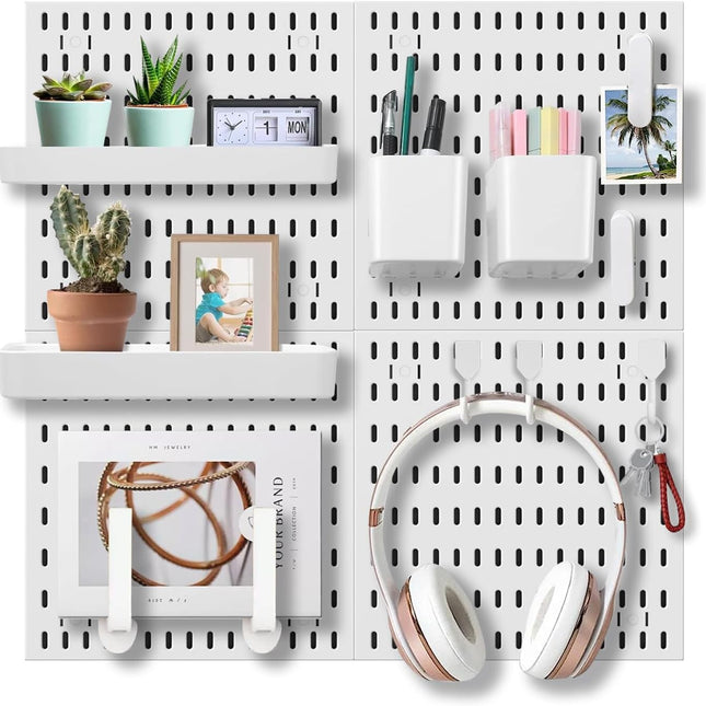 Pegboard Combination Kit with 4 Pegboards and 18 Accessories Modular Hanging for Wall Organiser.