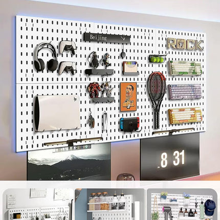 Pegboard Combination Kit with 4 Pegboards and 18 Accessories Modular Hanging for Wall Organiser.