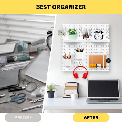 Pegboard Combination Kit with 4 Pegboards and 18 Accessories Modular Hanging for Wall Organiser.