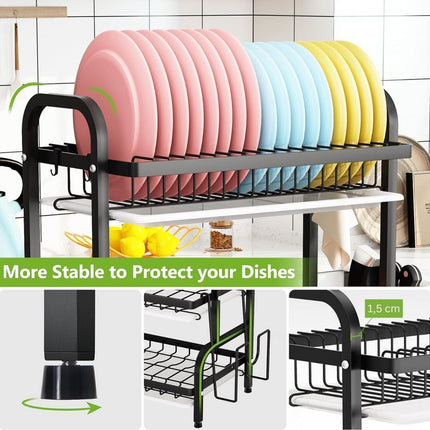 Dish Drying Rack 3 Tier Large Capacity Kitchen Storage with Utensil and Cutting Board Holder.