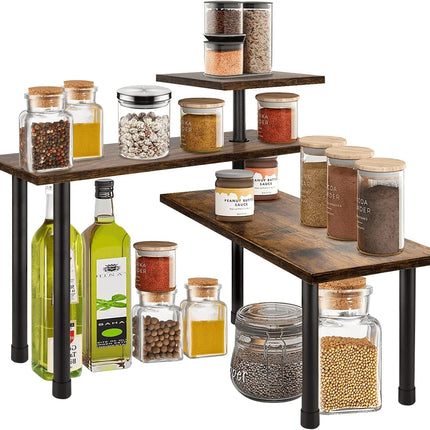 3-Tier Wooden Corner Shelf Kitchen Spice Rack Organiser Home Storage & Organisation.