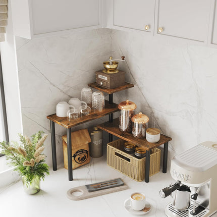 3-Tier Wooden Corner Shelf Kitchen Spice Rack Organiser Home Storage & Organisation.