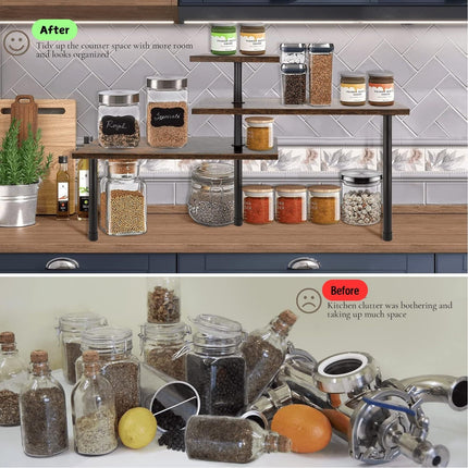 3-Tier Wooden Corner Shelf Kitchen Spice Rack Organiser Home Storage & Organisation.