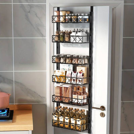 6 Tier Adjustable Baskets Over Door Pantry Organiser for Home Kitchen.