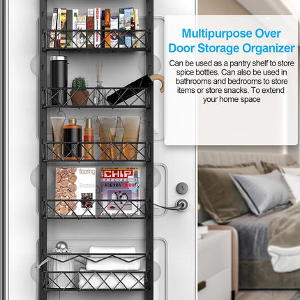 6 Tier Adjustable Baskets Over Door Pantry Organiser for Home Kitchen.