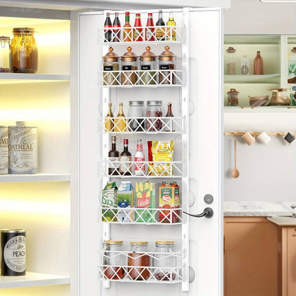 6 Tier Adjustable Baskets Over Door Pantry Organiser for Home Kitchen.