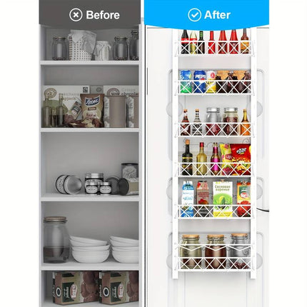 6 Tier Adjustable Baskets Over Door Pantry Organiser for Home Kitchen.