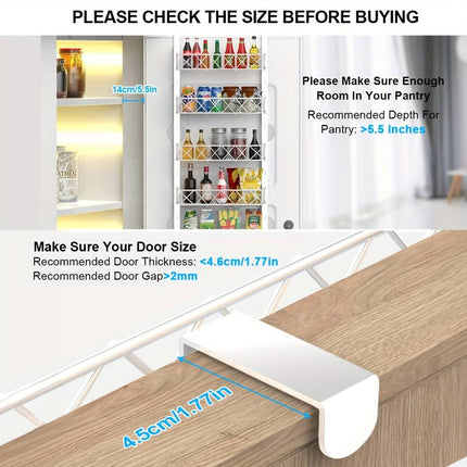 6 Tier Adjustable Baskets Over Door Pantry Organiser for Home Kitchen.