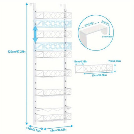 6 Tier Adjustable Baskets Over Door Pantry Organiser for Home Kitchen.