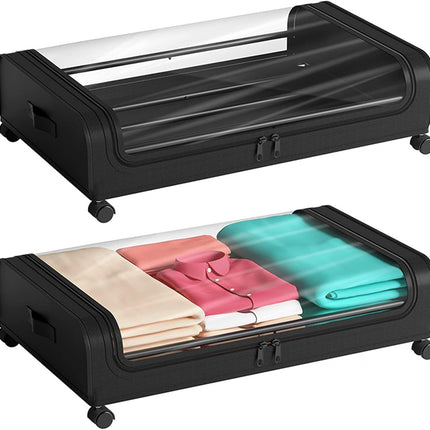 XXL Under Bed Rolling Storage Containers with 50L Large Capacity and Wheels.