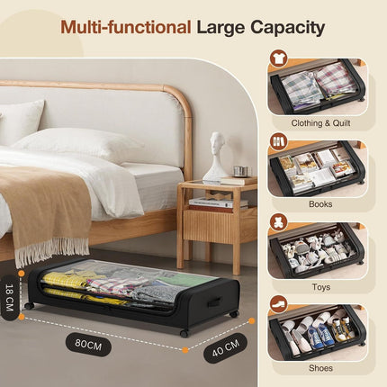 XXL Under Bed Rolling Storage Containers with 50L Large Capacity and Wheels.