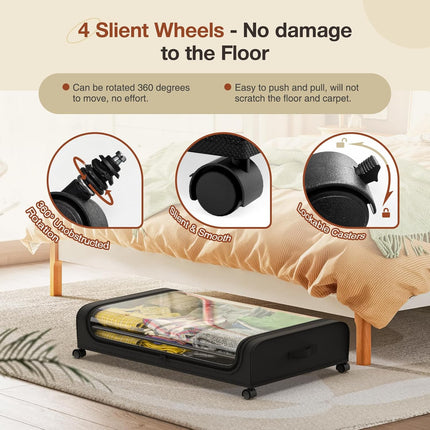 XXL Under Bed Rolling Storage Containers with 50L Large Capacity and Wheels.