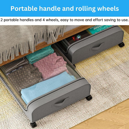 CARLA HOME XXL Under Bed Rolling Storage Containers with 50L Large Capacity and Wheels.