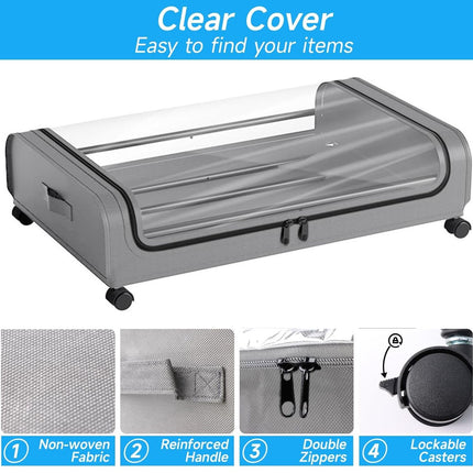 CARLA HOME XXL Under Bed Rolling Storage Containers with 50L Large Capacity and Wheels.