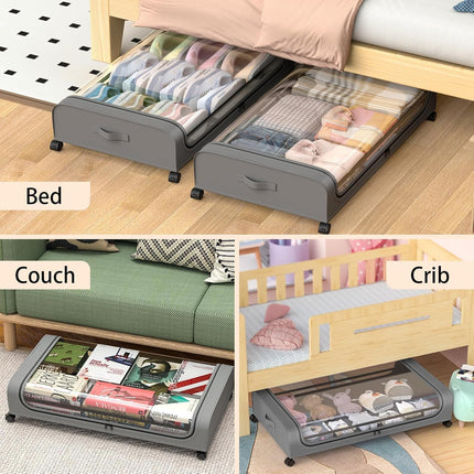 CARLA HOME XXL Under Bed Rolling Storage Containers with 50L Large Capacity and Wheels.