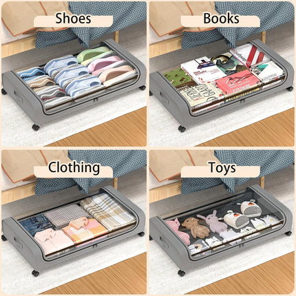 CARLA HOME XXL Under Bed Rolling Storage Containers with 50L Large Capacity and Wheels.