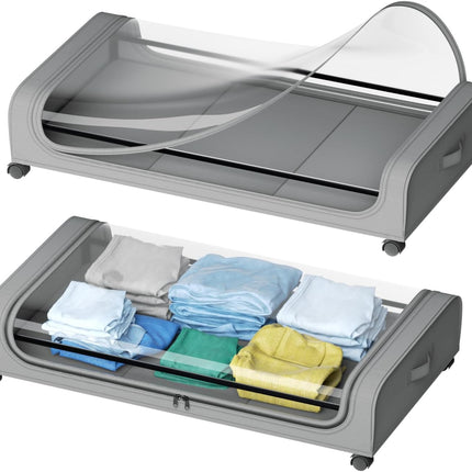CARLA HOME XXL Under Bed Rolling Storage Containers with 50L Large Capacity and Wheels.