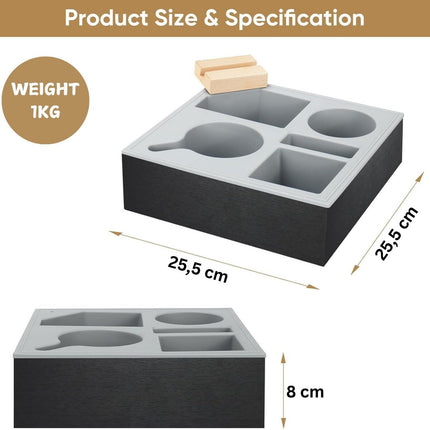 Wooden Couch Cup Holder Tray with Soft Silicone & Rotatable Phone Holder for Storaging Drinks & Snacks.