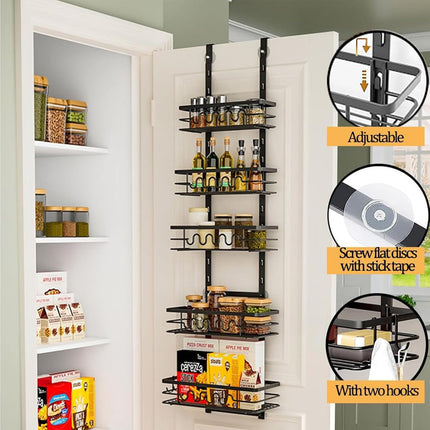 4 Tier Adjustable Baskets Over Door Pantry Organiser for Home Kitchen.